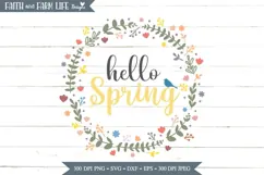 Hello Spring Floral SVG, PNG, JPEG, Round Design Product Image 1