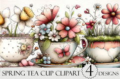 Whimsical Spring Tea Cup Clipart Product Image 1