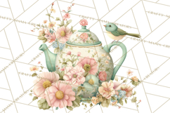 Spring Garden Tea Party Clipart, Tea Party Flowers Png Product Image 2