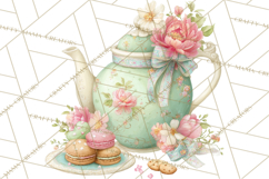 Spring Garden Tea Party Clipart, Tea Party Flowers Png Product Image 4