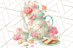 Spring Garden Tea Party Clipart, Tea Party Flowers Png Product Image 5