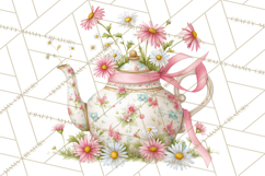 Spring Garden Tea Party Clipart, Tea Party Flowers Png Product Image 2