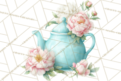 Spring Garden Tea Party Clipart, Tea Party Flowers Png Product Image 4