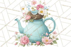 Spring Garden Tea Party Clipart, Tea Party Flowers Png Product Image 5