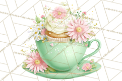 Spring Garden Tea Party Clipart, Tea Party Flowers Png Product Image 2