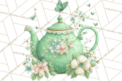 Spring Garden Tea Party Clipart, Tea Party Flowers Png Product Image 5