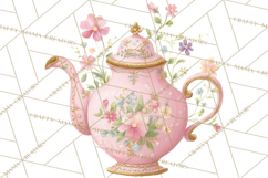 Spring Garden Tea Party Clipart, Tea Party Flowers Png Product Image 3
