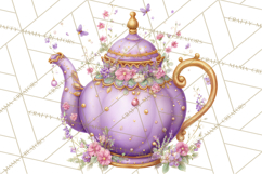 Spring Garden Tea Party Clipart, Tea Party Flowers Png Product Image 3