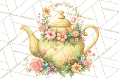 Spring Garden Tea Party Clipart, Tea Party Flowers Png Product Image 5