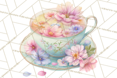 Spring Garden Tea Party Clipart, Tea Party Flowers Png Product Image 3