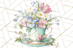 Spring Garden Tea Party Clipart, Tea Party Flowers Png Product Image 5