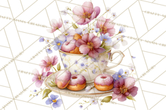 Spring Garden Tea Party Clipart, Tea Party Flowers Png Product Image 2