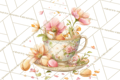 Spring Garden Tea Party Clipart, Tea Party Flowers Png Product Image 3