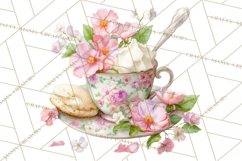 Spring Garden Tea Party Clipart, Tea Party Flowers Png Product Image 4