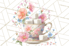 Spring Garden Tea Party Clipart, Tea Party Flowers Png Product Image 4