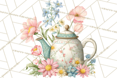 Spring Garden Tea Party Clipart, Tea Party Flowers Png Product Image 5