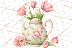 Spring Garden Tea Party Clipart, Tea Party Flowers Png Product Image 4