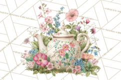 Spring Garden Tea Party Clipart, Tea Party Flowers Png Product Image 5