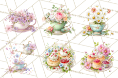 Spring Garden Tea Party Clipart, Tea Party Flowers Png Product Image 7