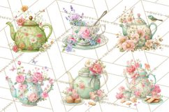 Spring Garden Tea Party Clipart, Tea Party Flowers Png Product Image 8