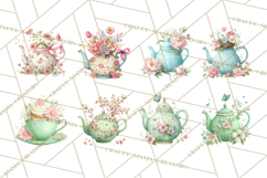 Spring Garden Tea Party Clipart, Tea Party Flowers Png Product Image 3