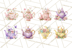 Spring Garden Tea Party Clipart, Tea Party Flowers Png Product Image 2