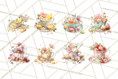 Spring Garden Tea Party Clipart, Tea Party Flowers Png Product Image 6