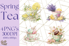 Spring Garden Tea Party Clipart, Tea Party Flowers Png Product Image 1