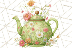 Spring Garden Tea Party Clipart, Tea Party Flowers Png Product Image 4