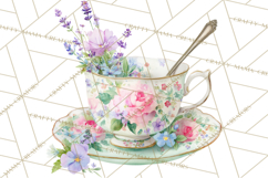 Spring Garden Tea Party Clipart, Tea Party Flowers Png Product Image 5