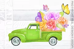 Spring truck with flowers PNG sublimation Product Image 1