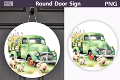 Spring Green Truck Round Sign | Vintage Farm Truck Sublimat Product Image 1