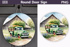 Spring Green Truck Round Sign | Vintage Farm Truck Sublimat Product Image 1