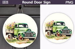 Spring Green Truck Round Sign | Vintage Farm Truck Sublimat Product Image 1