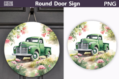 Spring Green Truck Round Sign | Vintage Farm Truck Sublimat Product Image 1