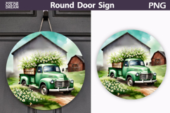 Spring Green Truck Round Sign | Vintage Farm Truck Sublimat Product Image 1