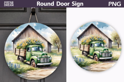 Spring Green Truck Round Sign | Vintage Farm Truck Sublimat Product Image 1
