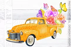 Spring truck with flowers PNG sublimation Product Image 1