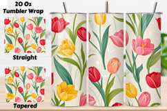 seamless tumbler wrap, spring tulip design, bright garden wrap, watercolor cheerful design, 20oz skinny tumbler, tapered tumbler wrap, straight tumbler design, tulip garden art, seamless spring design, cheerful watercolor wrap,