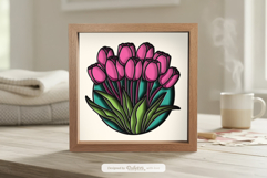 Spring Tulip Layered Shadow Box - 3D Home Decor Cut File Product Image 2