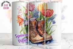 Spring Tulips  Mug Wrap Sublimation Designs, Spring Tumbler, Tulips Png