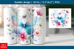 Spring tumbler wrap Butterfly tumbler sublimation design PNG Product Image 1