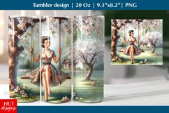 Pinup girl tumbler sublimation Spring tumbler wrap Retro Product Image 1