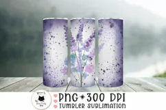 purple skinny tumbler wrap with watercolor flowers on a grey background