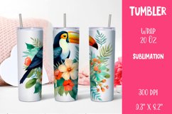 Colorful Toucan Tumbler Wrap Design, Summer Sublimation Product Image 1