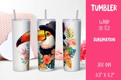 Colorful Toucan Tumbler Wrap Design, Summer Sublimation Product Image 1