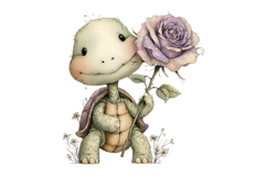 Spring Turtle with Flower Clipart Product Image 2