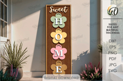 Spring Vertical Door Sign Laser Cut. Door Sign SVG Product Image 1