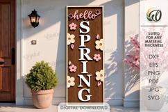 Spring Vertical Door Sign Laser Cut. Door Sign SVG Product Image 1