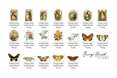 Spring Vintage Easter PNG Bundle Scrapbooking Clipart 